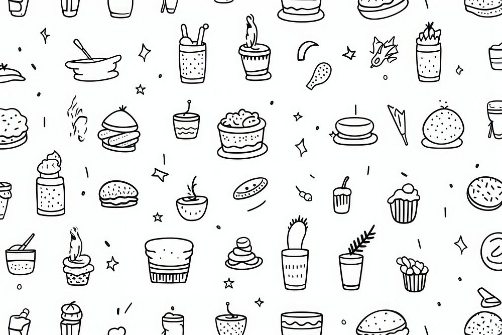 Food backgrounds pattern drawing. AI generated Image by rawpixel.