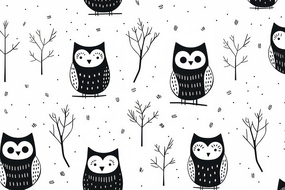 Owl pattern backgrounds drawing. AI generated Image by rawpixel.