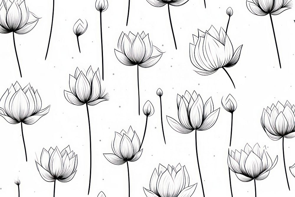 Lotus backgrounds pattern drawing. AI generated Image by rawpixel.