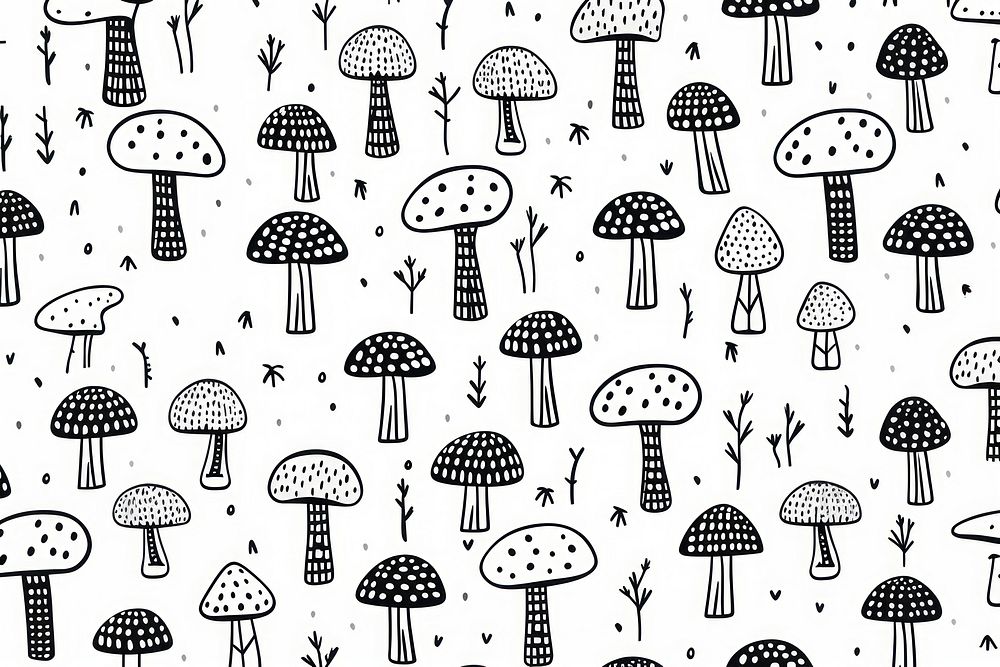 Mushroom pattern backgrounds drawing. 