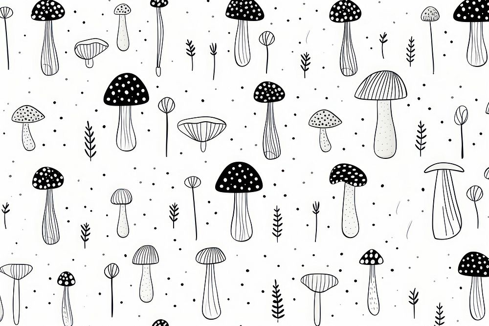 Mushroom backgrounds pattern drawing. AI generated Image by rawpixel.