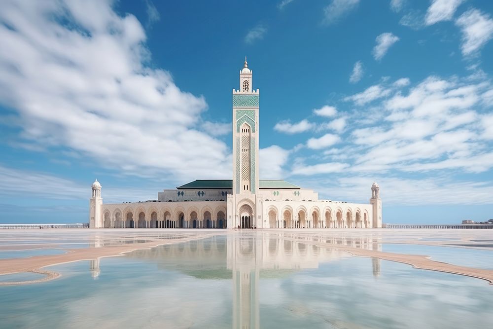 Hassan II Mosque architecture building landmark. AI generated Image by rawpixel.