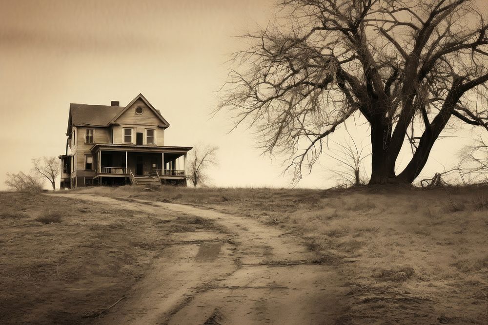 Haunted house architecture landscape building. AI generated Image by rawpixel.