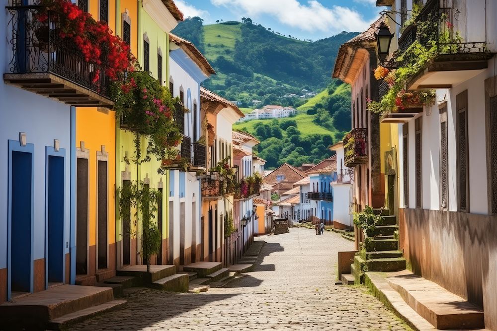 Historic Town of Ouro Preto town outdoors village. AI generated Image by rawpixel.