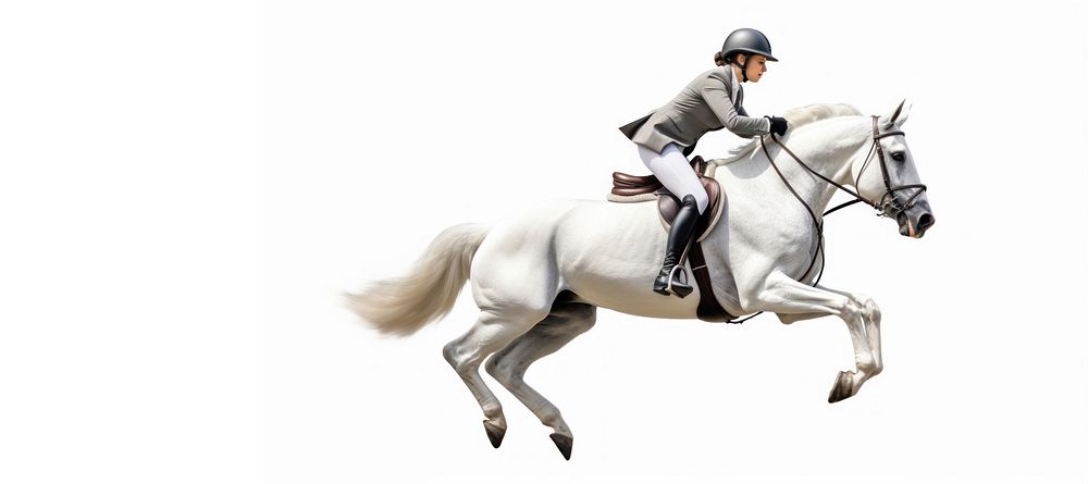 Horserider riding the horse jumping recreation animal mammal. AI generated Image by rawpixel.