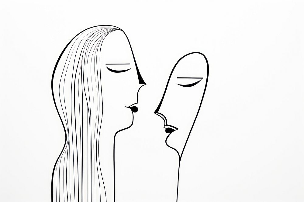 Minimal man and woman doodle drawing sketch adult. AI generated Image by rawpixel.