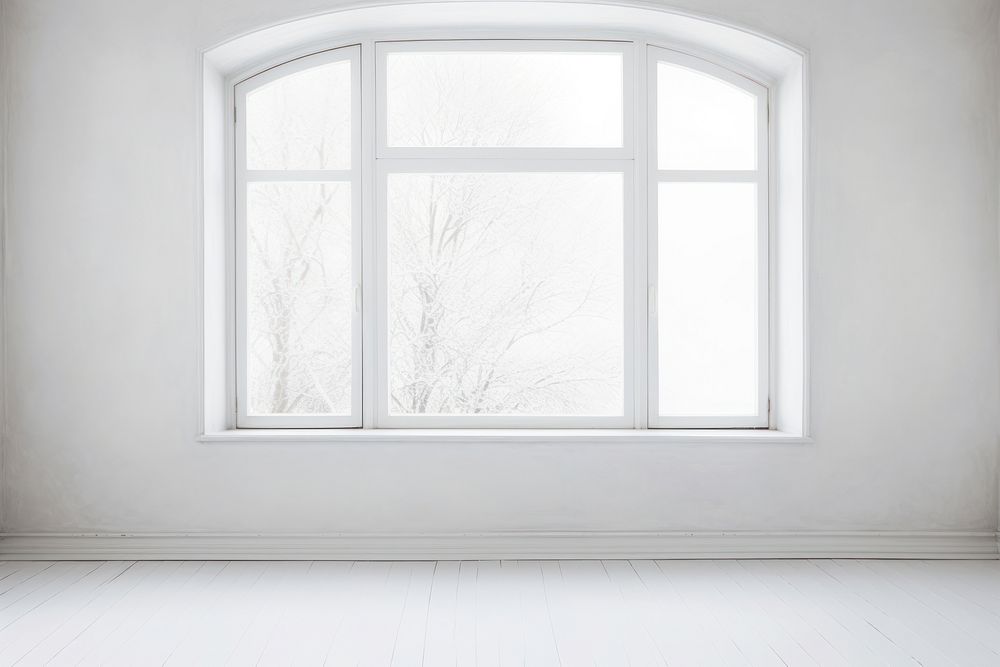 Empty white room with window architecture transparent tranquility. AI generated Image by rawpixel.