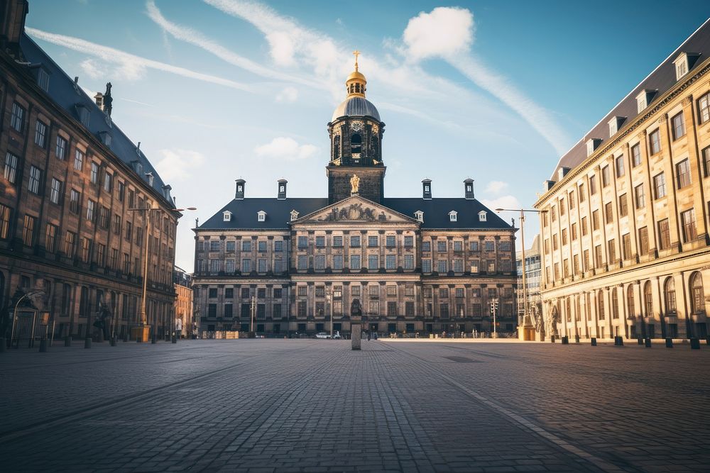 Palace on Dam square architecture landmark building. AI generated Image by rawpixel.