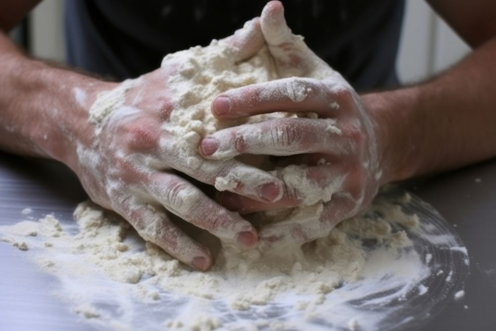 Tresh flour cooking hand midsection ingredient. AI generated Image by rawpixel.