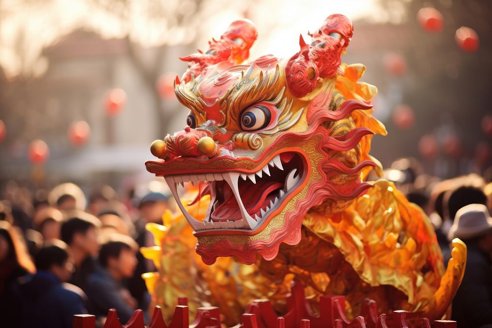 Chinese dragon happy newyear ceremony festival adult representation. AI generated Image by rawpixel.