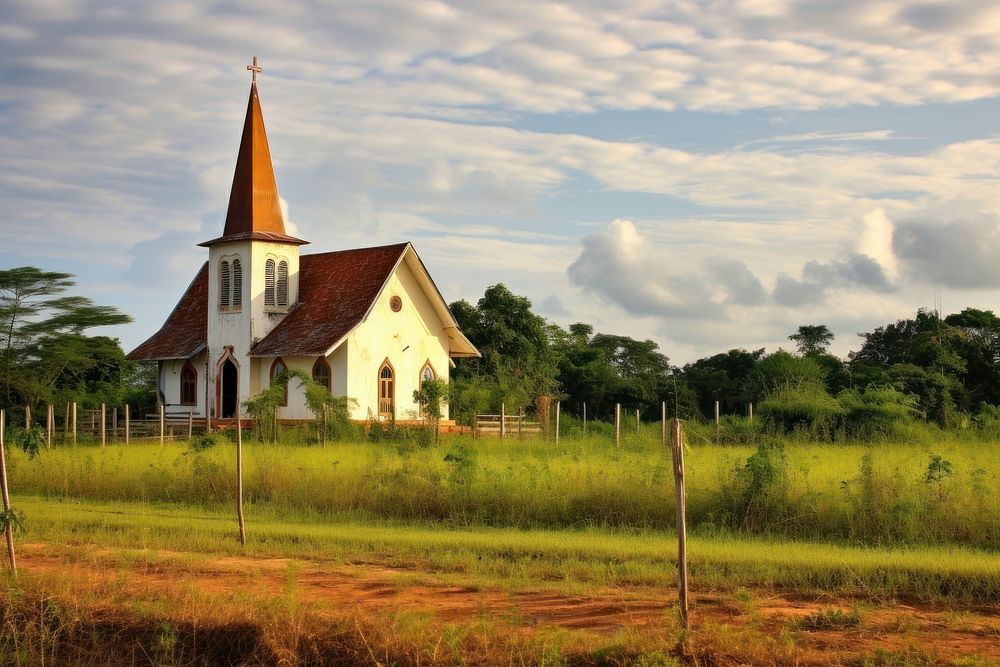 Country church in thailand architecture outdoors building. AI generated Image by rawpixel.