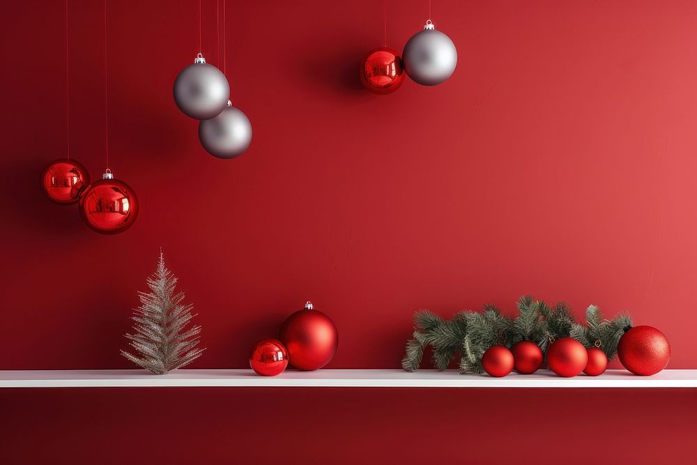 Decorate chistmas wall red wallpaper christmas illuminated celebration. AI generated Image by rawpixel.