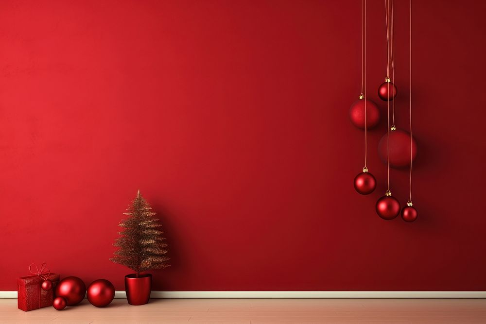 Decorate chistmas wall red wallpaper christmas plant anticipation. AI generated Image by rawpixel.