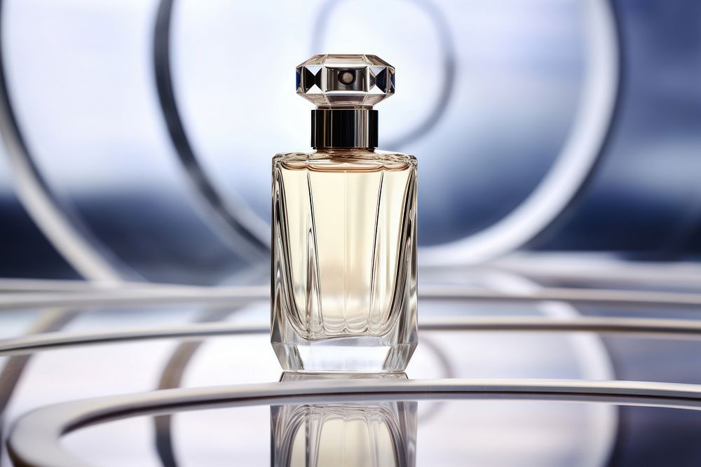 Empty logo fragrance glass cosmetics perfume bottle. AI generated Image by rawpixel.