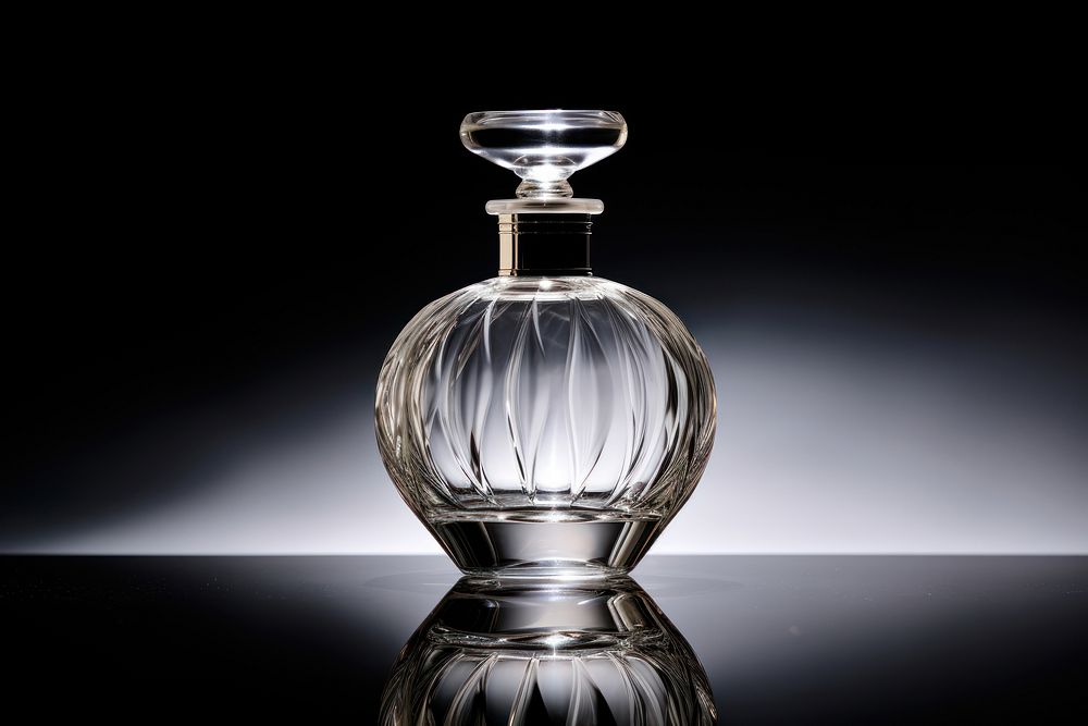 Empty logo fragrance glass perfume bottle drinkware. AI generated Image by rawpixel.