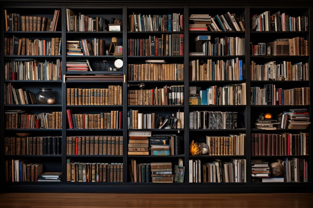 Huge bookshelf fullframe furniture bookcase organization. AI generated Image by rawpixel.