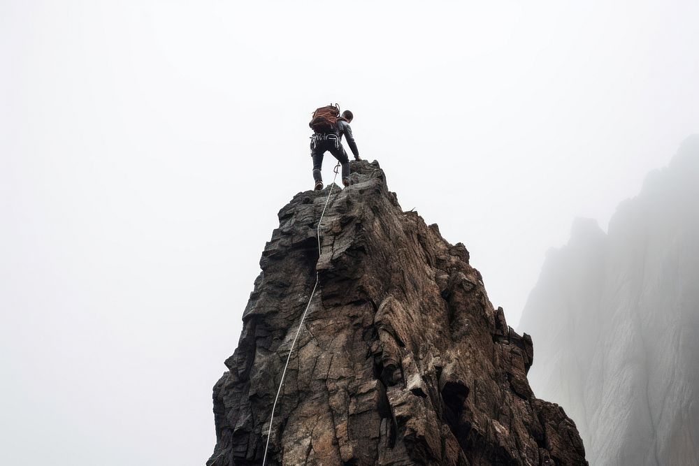 Man hard climb mountain recreation adventure climbing. AI generated Image by rawpixel.