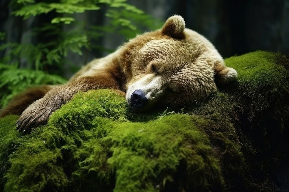 Bear sleep wildlife animal mammal. AI generated Image by rawpixel.