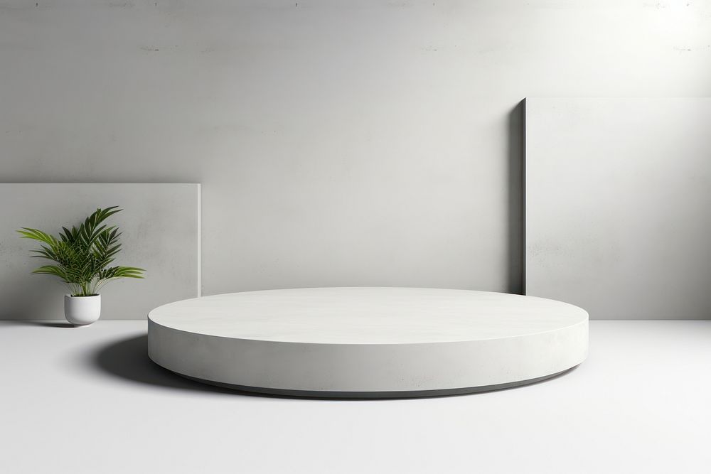 White concrete podium stage architecture furniture table. AI generated Image by rawpixel.