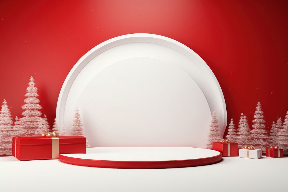 White podium stage christmas red celebration. AI generated Image by rawpixel.