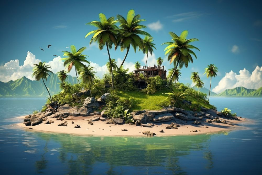 Tropical island landscape outdoors tropics. AI generated Image by rawpixel.