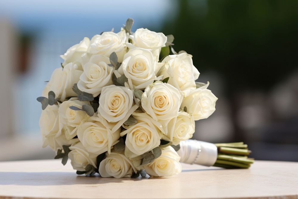 White rose bouquet wedding flower plant. AI generated Image by rawpixel.