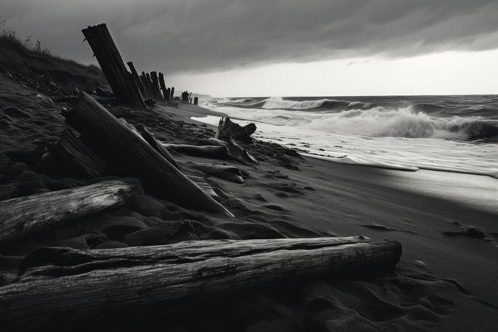 Beach driftwood outdoors nature. AI generated Image by rawpixel.