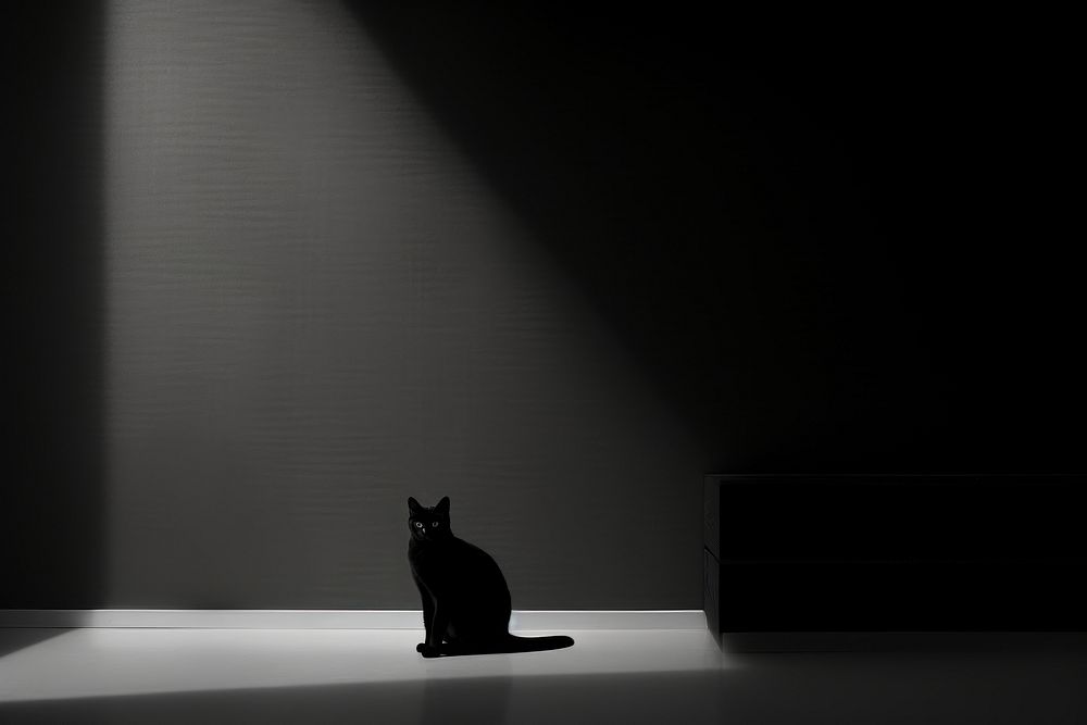 Cat in minimal room silhouette lighting animal. AI generated Image by rawpixel.
