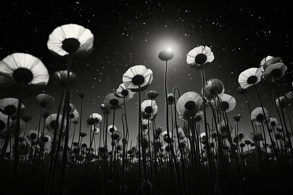 Flower field astronomy outdoors nature. AI generated Image by rawpixel.