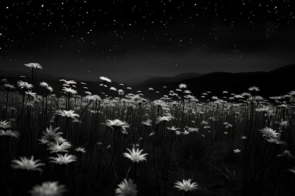 Flower field landscape outdoors nature. AI generated Image by rawpixel.