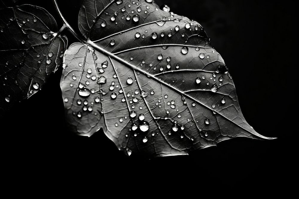 Leaf plant black monochrome. AI generated Image by rawpixel.