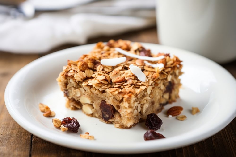 Baked oatmeal breakfast granola plate. AI generated Image by rawpixel.