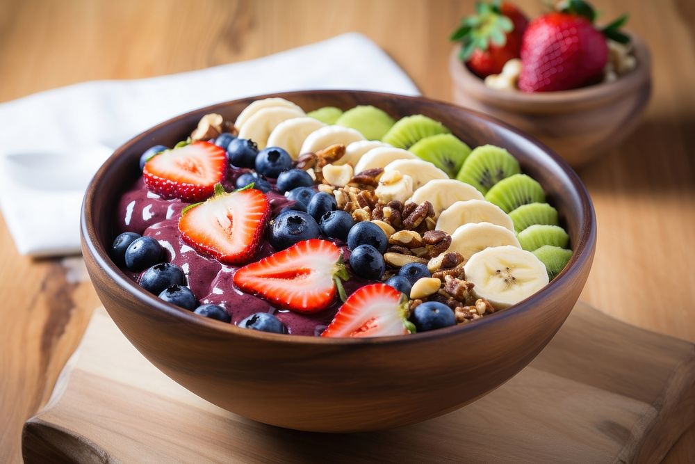 Acai bowl breakfast table food. AI generated Image by rawpixel.