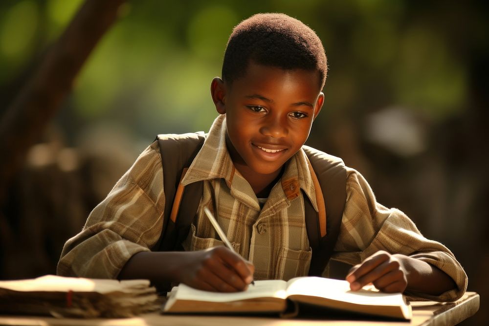 An african student kids studying reading child. AI generated Image by rawpixel.