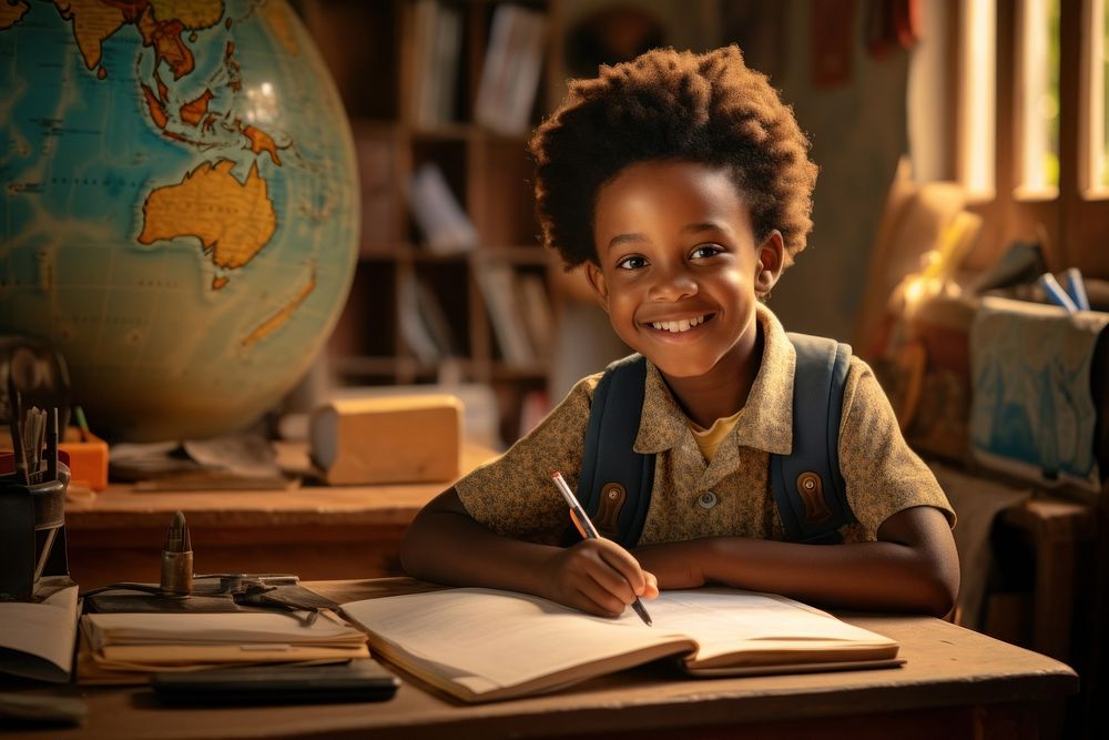 An african student kids studying child concentration. AI generated Image by rawpixel.