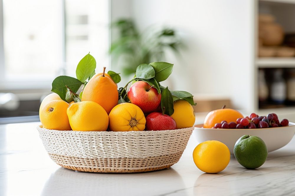Fruits grapefruit basket lemon. AI generated Image by rawpixel.