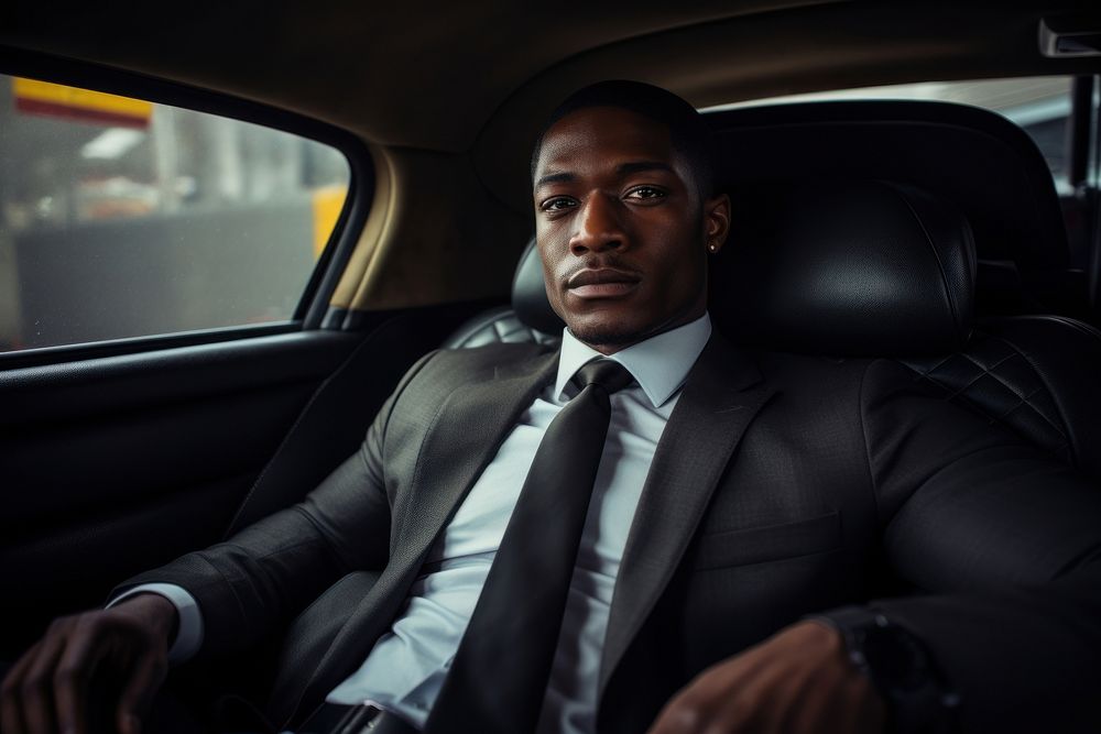 Black business man portrait vehicle driving. AI generated Image by rawpixel.
