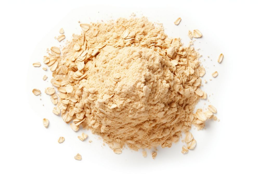 Crushed oatmeal powder food white background. AI generated Image by rawpixel.