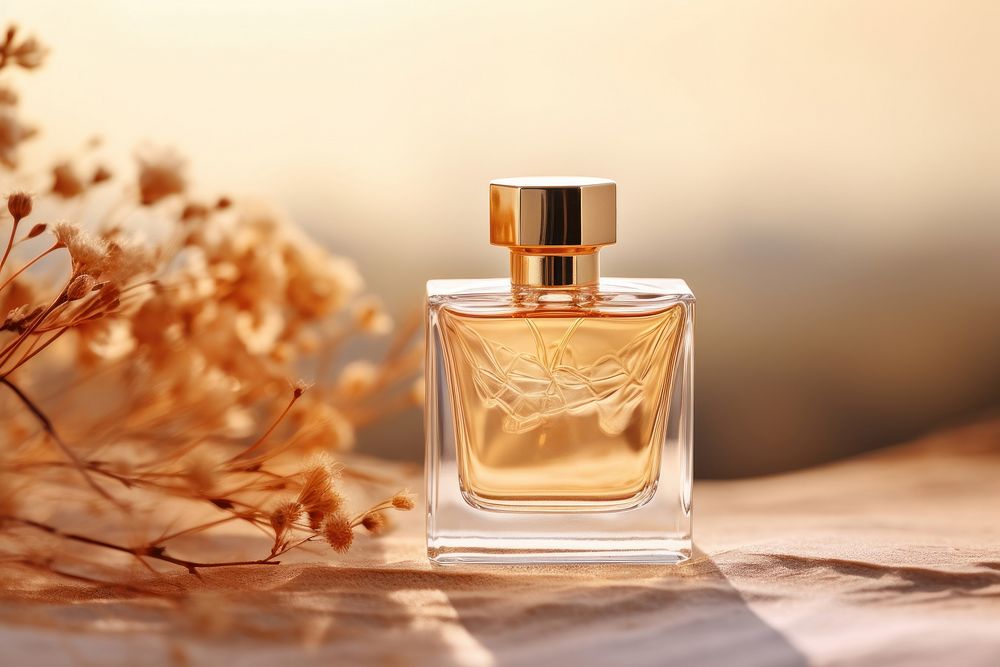 Elegance perfume bottle cosmetics gold container. AI generated Image by rawpixel.