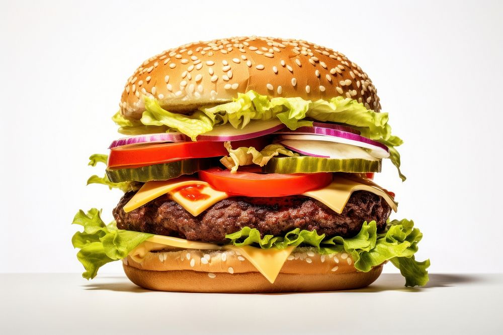 Hamburger food vegetable condiment. AI generated Image by rawpixel.
