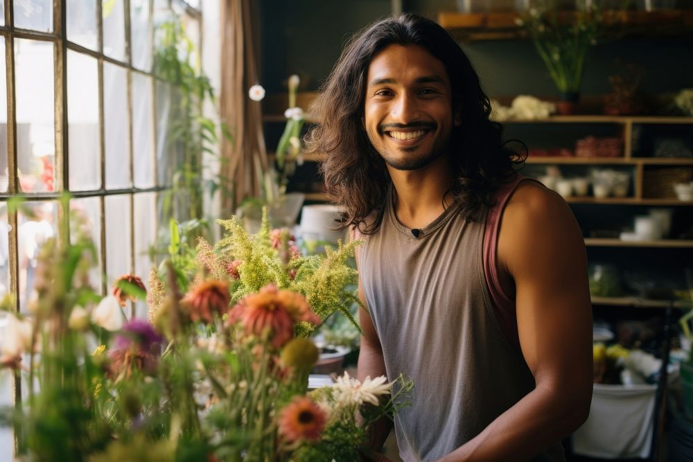 Florist flower gardening portrait. AI generated Image by rawpixel.