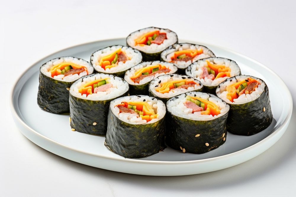 Korean kimbap rice vegetable sushi. AI generated Image by rawpixel.