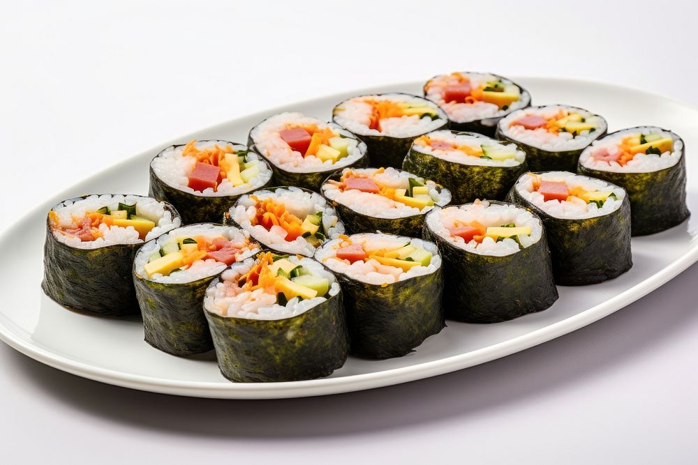 Korean kimbap rice vegetable sushi. AI generated Image by rawpixel.