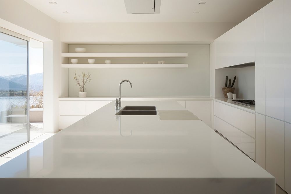 Minimal kitchen sink architecture countertop. AI generated Image by rawpixel.