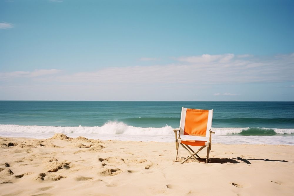 Picnic chair in beach furniture outdoors horizon. AI generated Image by rawpixel.