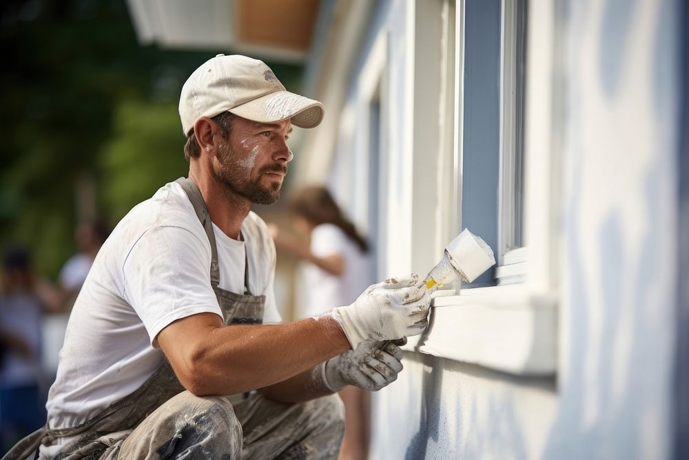 Poor guy painting house adult architecture bricklayer. AI generated Image by rawpixel.