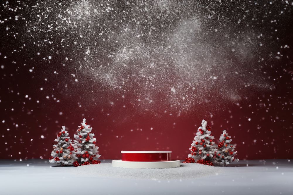 White stage podium tree christmas plant. AI generated Image by rawpixel.