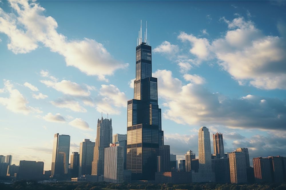 Sears Tower landmark tower architecture. | Free Photo - rawpixel
