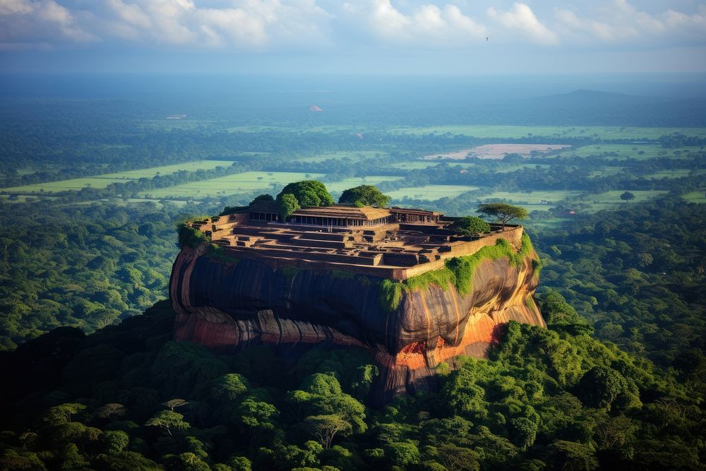 Sigiriya Fortress land landscape outdoors. AI generated Image by rawpixel.
