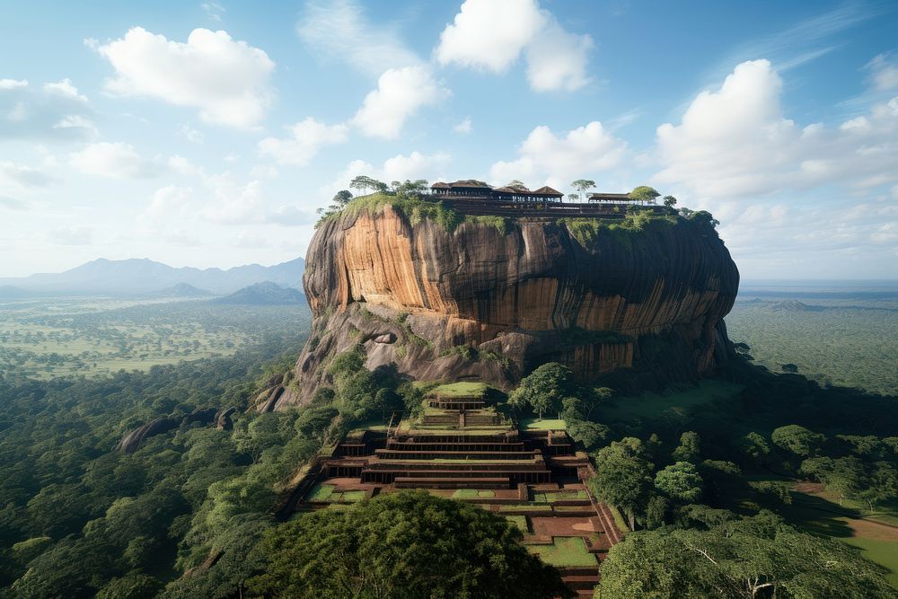 Sigiriya Fortress land landscape outdoors. AI generated Image by rawpixel.
